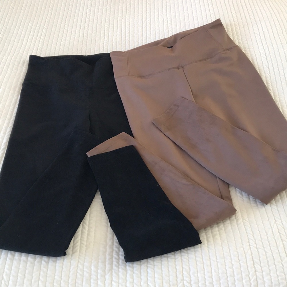 Pair of Hilary Radley Faux Suede Leggings Size 4 in Black and Taupe